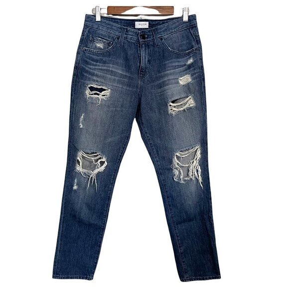 Big Star Women's Dark Wash Distressed Whiskered Billie Slim Slouch Jeans Size 12 - Picture 1 of 8